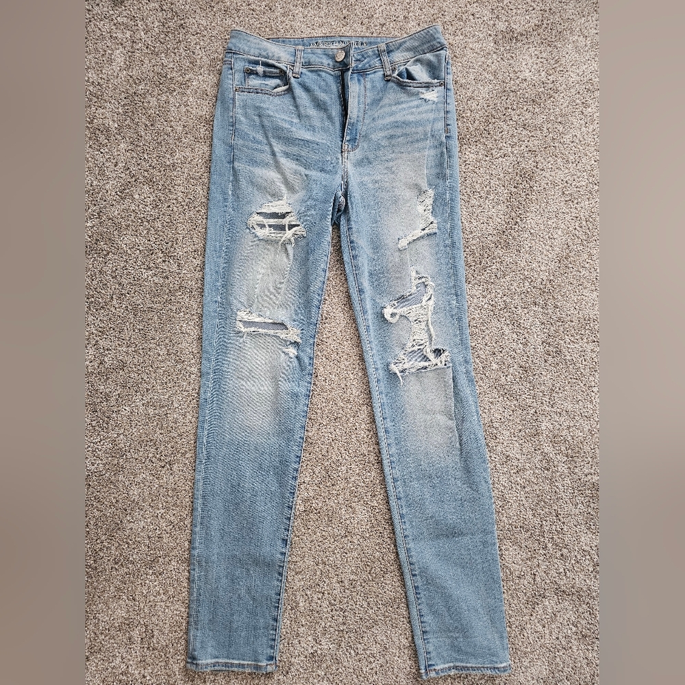 American Eagle Next Level ripped high-waisted Jeggings - 10L
